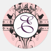 Monogram Weddenschap Grenzen Ronde Sticker (Voorkant)