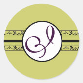 Monogram Weddenschap Grenzen Ronde Sticker (Voorkant)