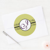 Monogram Weddenschap Grenzen Ronde Sticker (Envelop)