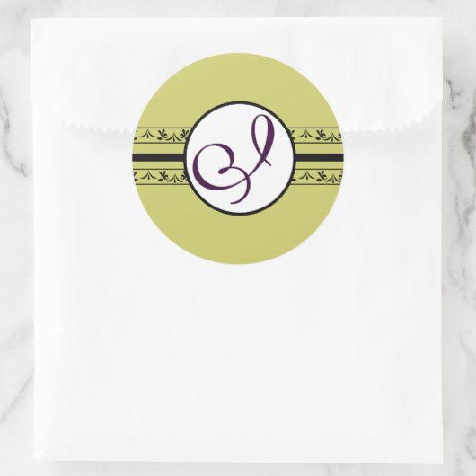 Monogram Weddenschap Grenzen Ronde Sticker (Tas)