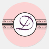 Monogram Weddenschap  Grenzen Ronde Sticker (Voorkant)