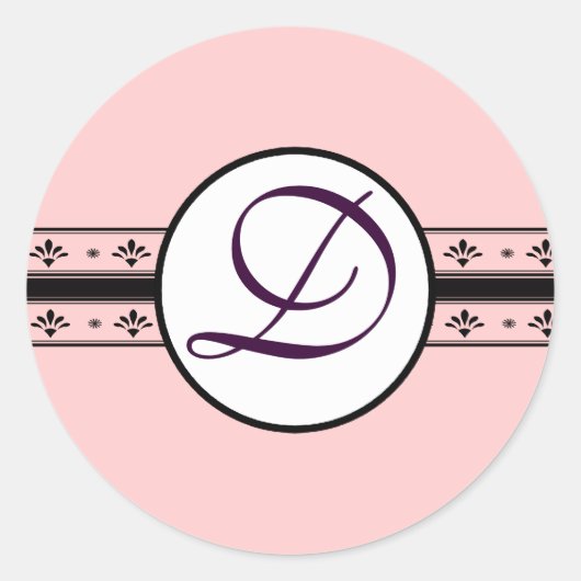 Monogram Weddenschap Grenzen Ronde Sticker (Voorkant)