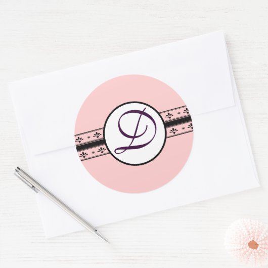 Monogram Weddenschap Grenzen Ronde Sticker (Envelop)