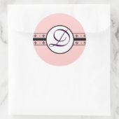 Monogram Weddenschap Grenzen Ronde Sticker (Tas)