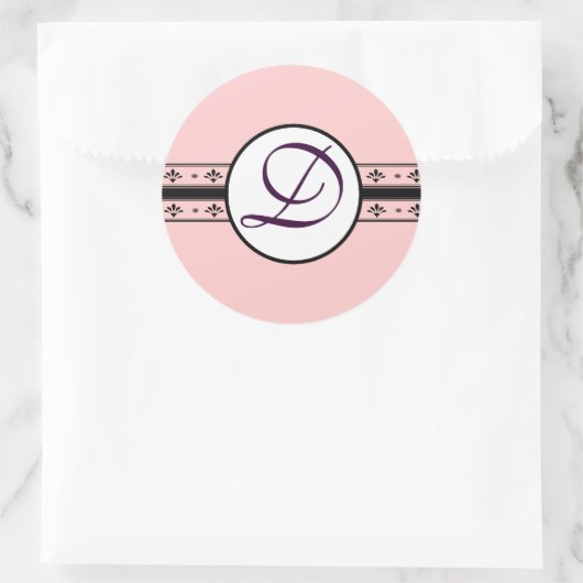 Monogram Weddenschap Grenzen Ronde Sticker (Tas)