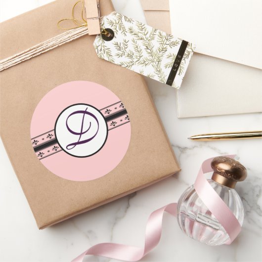 Monogram Weddenschap  Grenzen Ronde Sticker (Geschenken)