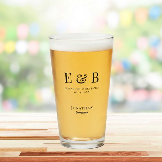 Monogram Weddenschap Groomsman Gift Personalized B Glas