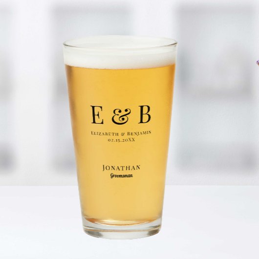 Monogram Weddenschap Groomsman Gift Personalized B Glas