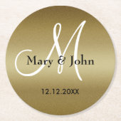 Monogram Weddenschap Hartelijk dank Ronde Kartonnen Onderzetter (Voorkant)