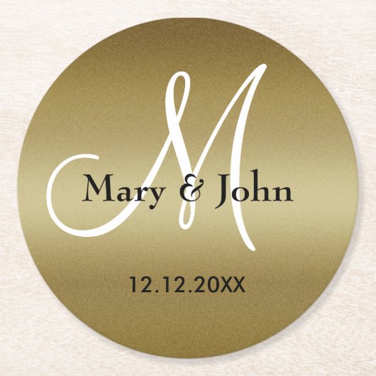 Monogram Weddenschap Hartelijk dank Ronde Kartonnen Onderzetter (Voorkant)