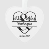 Monogram Weddenschap Heart Holiday Kerstmis Ornament (achterkant)