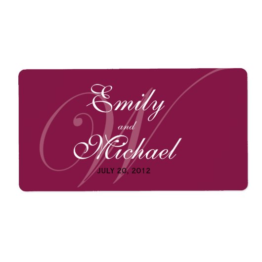 Monogram Weddenschap Labels - Burgundy (Voorkant)