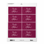 Monogram Weddenschap Labels - Burgundy (Full Sheet)