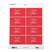 Monogram Weddenschap Labels - Deep Red (Full Sheet)