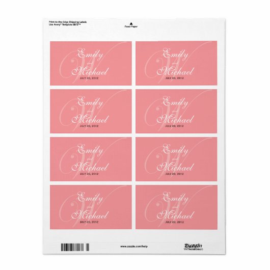 Monogram Weddenschap Labels - Grapefruit (Full Sheet)