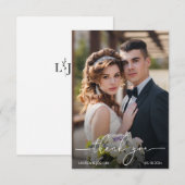 Monogram Weddenschap met fotoscript Bedankkaart (Voorkant / Achterkant)