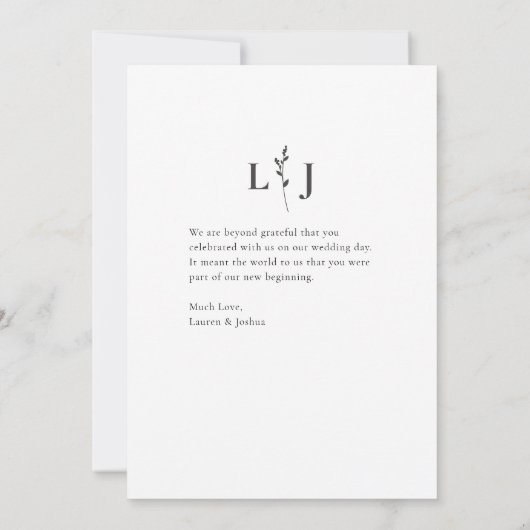 Monogram Weddenschap met fotoscript Bedankkaart (Achterkant)