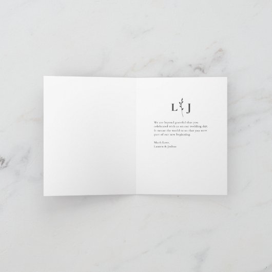 Monogram Weddenschap met fotoscript Bedankkaart (Binnen)