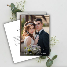 Monogram Weddenschap met fotoscript Bedankkaart