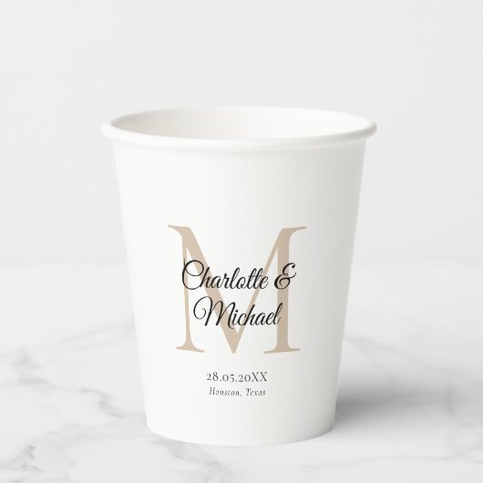 Monogram Weddenschap Papieren Bekers (Voorkant)