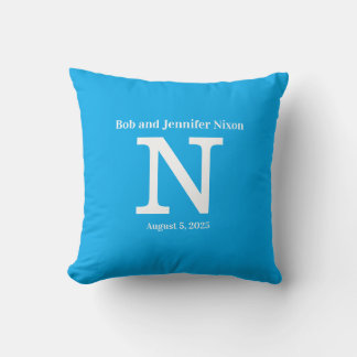 Monogram Weddenschap Pijler met Blauwe Chevron Ter Kussen