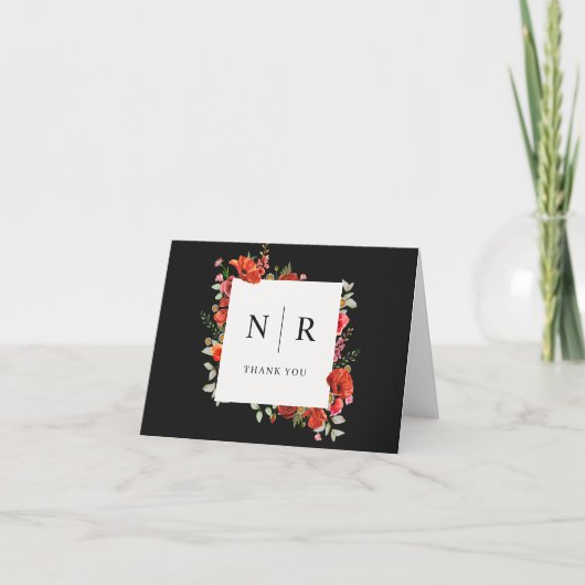 Monogram Weddenschap Poppy Wedding Bedankt (Voorkant)