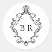 Monogram Weddenschap Ronde Sticker (Voorkant)