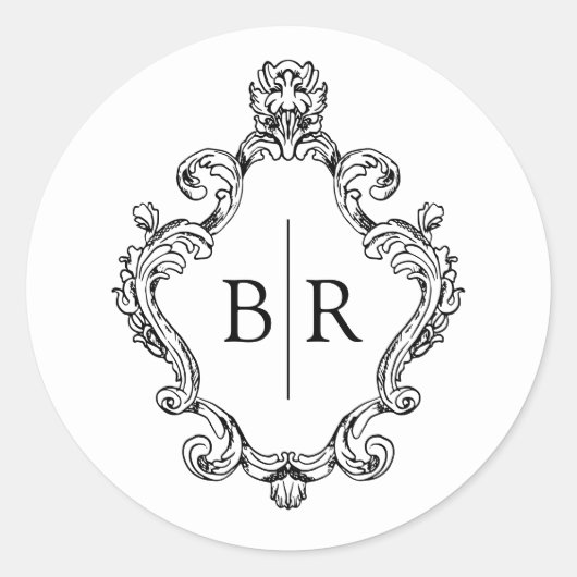 Monogram Weddenschap Ronde Sticker (Voorkant)