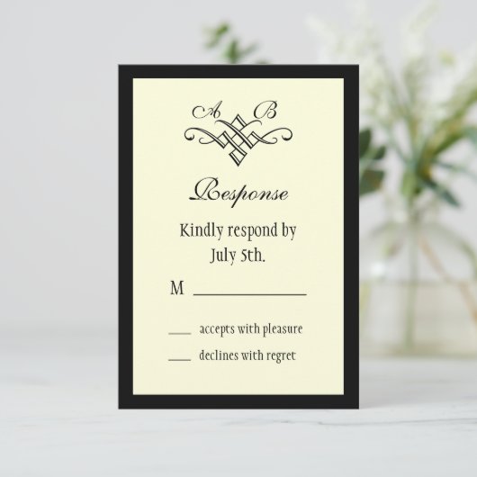 Monogram Weddenschap RSVP in Off White (Staand voorkant)