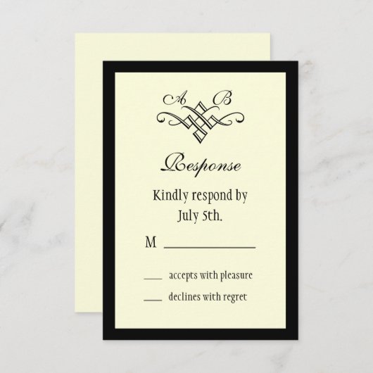 Monogram Weddenschap RSVP in Off White (Voorkant / Achterkant)