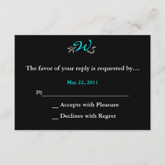 Monogram Weddenschap RSVP zwart wit Kaartje