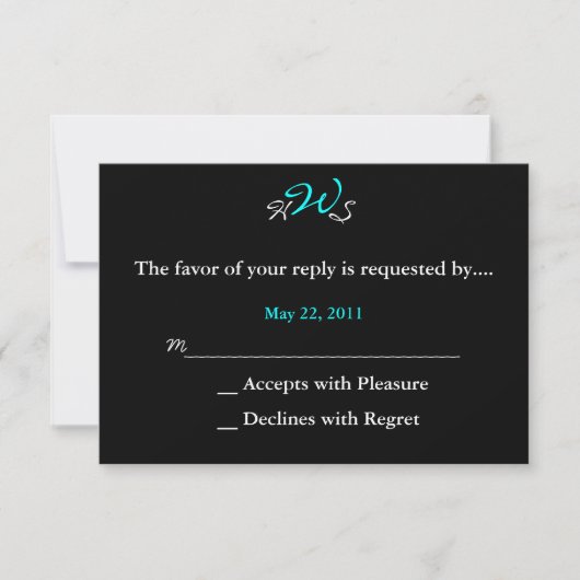 Monogram Weddenschap RSVP zwart wit Kaartje (Voorkant)