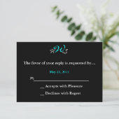 Monogram Weddenschap RSVP zwart wit Kaartje (Staand voorkant)
