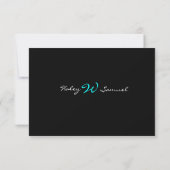 Monogram Weddenschap RSVP zwart wit Kaartje (Achterkant)
