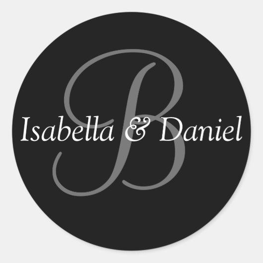 Monogram Weddenschap Sjabloon Bride Groom Names Cu Ronde Sticker (Voorkant)