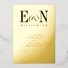 Monogram Weddenschap Solid Gold Folie Uitnodiging