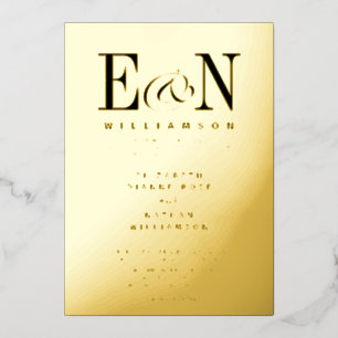 Monogram Weddenschap Solid Gold Folie Uitnodiging