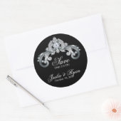 Monogram Weddenschap Sparen de Zwarte Zilver van d Ronde Sticker (Envelop)