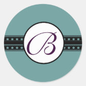 Monogram Weddenschap Star Borders Ronde Sticker (Voorkant)