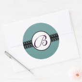Monogram Weddenschap Star Borders Ronde Sticker (Envelop)
