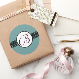 Monogram Weddenschap Star Borders Ronde Sticker