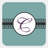 Monogram Weddenschap Star Borders Vierkante Sticker (Voorkant)