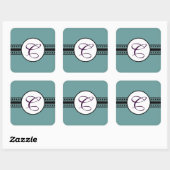 Monogram Weddenschap Star Borders Vierkante Sticker (Vel)