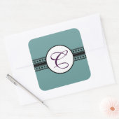 Monogram Weddenschap Star Borders Vierkante Sticker (Envelop)