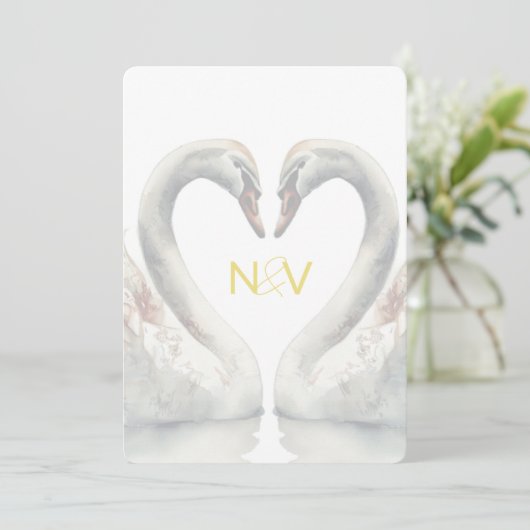 Monogram Weddenschap Uitnodiging (Staand voorkant)