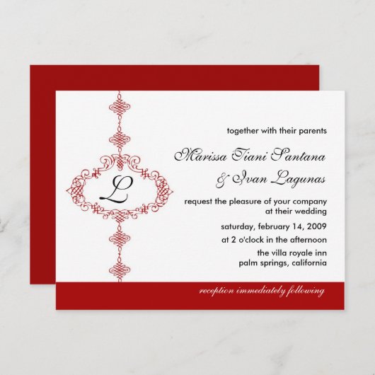 Monogram Weddenschap Uitnodiging (Voorkant / Achterkant)