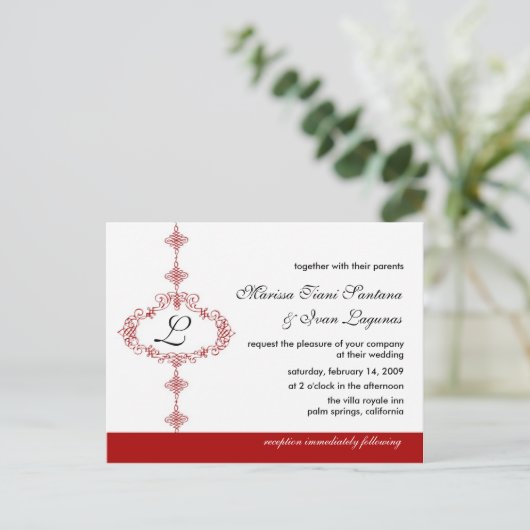 Monogram Weddenschap Uitnodiging (Staand voorkant)