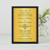 Monogram Weddenschap Uitnodiging in goud (Staand voorkant)