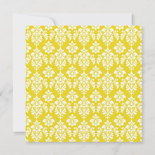 Monogram Weddenschap Uitnodigingen Geel Damask (Achterkant)