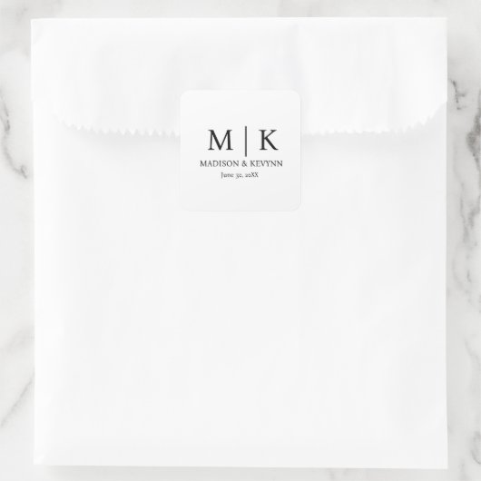 Monogram Weddenschap Vierkante Sticker (Tas)